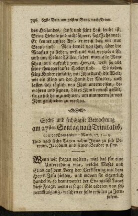 Sechs und sechszigste Betrachtung am 27sten Sontag nach Trinitatis, [...]
