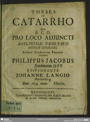 Theses De Catarrho