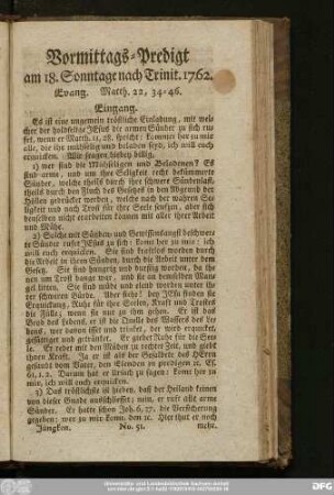 [No. 51.] Vormittags-Predigt am 18. Sonntage nach Trinit. 1762. Evang. Matth. 22, 34 - 46.