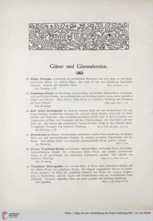 Gläser und Glasmalereien (Nr. 188-208)