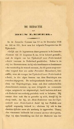 De redactie aan den lezer