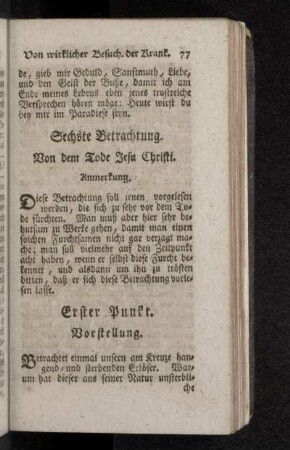Sechste Betrachtung. Von dem Tode Jesu Christi.