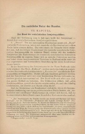 Die rechtliche Natur des Bundes.