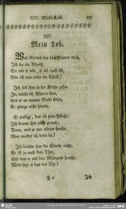 XIV. Mein Lob