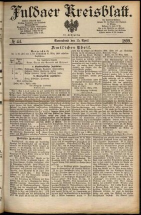 Erste Ausgabe vom Samstag, den 15. April 1899.