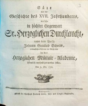 Säze aus der Geschichte des XVII. Jahrhunderts
