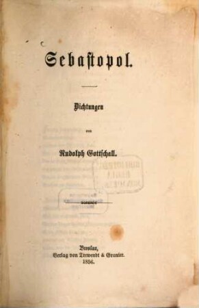Sebastopol : Dichtungen