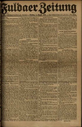 Ausgabe vom Montag, den 11. August 1919.