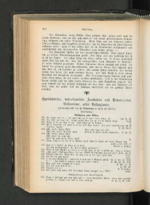 Sprichwörter, volkstümliche Ausdrücke und Redensarten, Volksreime, alter Volksglaube.