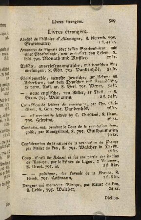 509-511, Livres étrangérs.