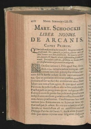 Mart. Schookii Liber Nonus. De Arcanis.