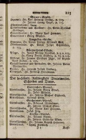 Der hochfürstl. Residenzstadt Viertelmeister, Schreiber und Diener.