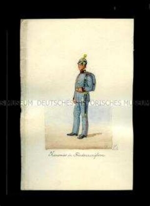 Uniformdarstellung, Kanonier (Gefreiter), Fuß-Artillerie, Sachsen, 1914.