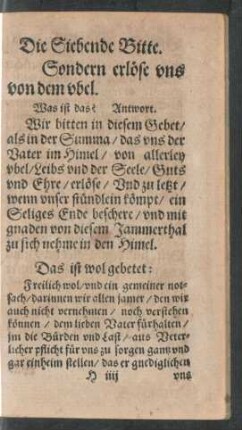 Die Siebende Bitte.