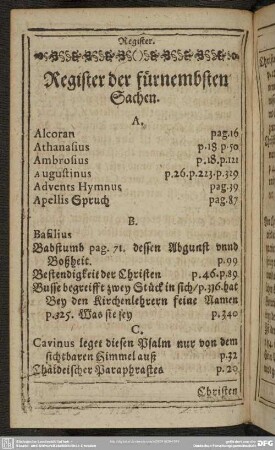 Register der fürnembsten Sachen