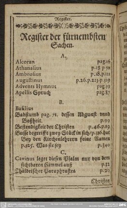 Register der fürnembsten Sachen