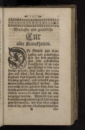 Wahrhaffte und gründliche Cur aller Kranckheiten.
