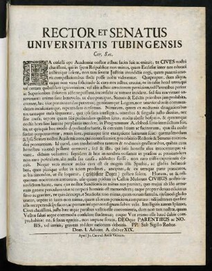 Rector Et Senatus Universitatis Tubingensis Civ. Sal.