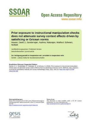 Prior exposure to instructional manipulation checks does not attenuate survey context effects driven by satisficing or Gricean norms