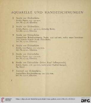 Aquarelle und Handzeichnungen (Nr. 1 - 83)