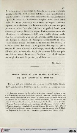Forma degli antichi aratri ricavata da uno scarabeo di Tharros