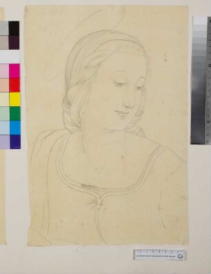 Maria nach einem Gemälde der Heiligen Familie von Pompeo di Anselmo und Domenico Alfani
