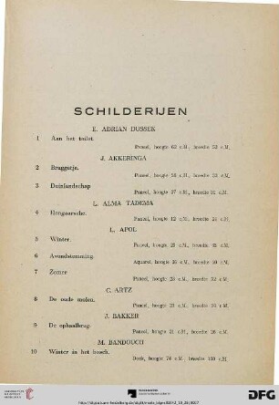 Schilderijen (Nr. 1-196)