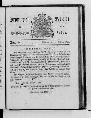 Num. 44, Ausgabe vom 31. Oktober 1821