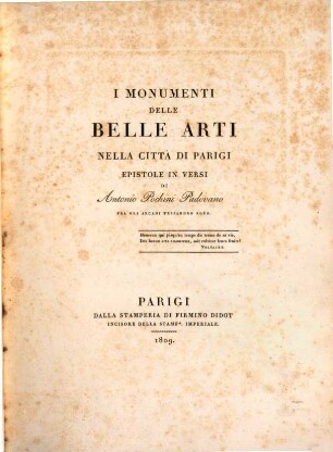 I monumenti delle belle arti nella città di Parigi : epistole in versi