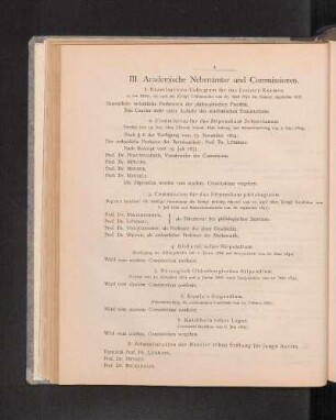 III. Academische Nebenämter und Commissionen.