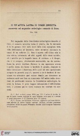 25: Di un' antica lastra di piombo inscritta : conservata nel magazzino archeologico communale di Roma