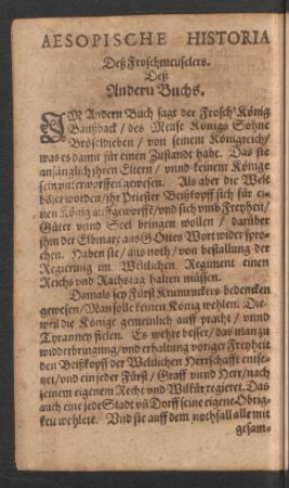 Aesopische Historia Deß Froschmeuselers. Deß Andern Buchs.