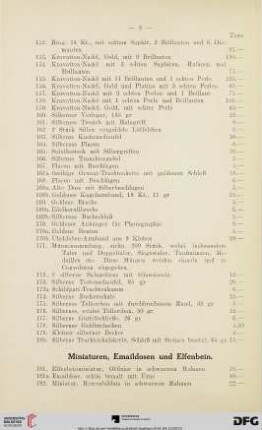Miniaturen, Emaildosen und Elfenbein (Nr. 181-220b)