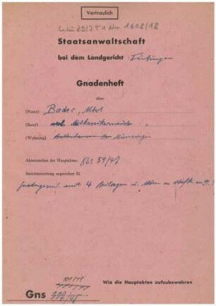 Gnadenheft Albert Bader Gns 101/49