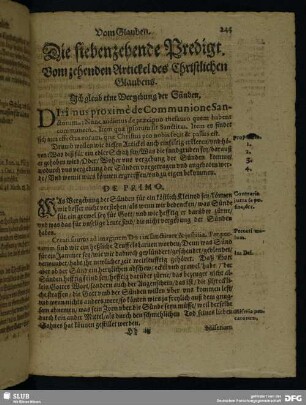 Die siebenzehende Predigt. Vom zehenden Artickel des Christlichen Glaubens