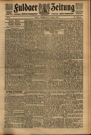 Erste Ausgabe vom Samstag, den 16. Januar 1909.