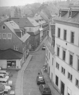 Annaberg-Buchholz. Obere Schmiedegasse. Blick vom Rathaus nach Nordost