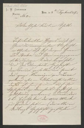 Brief an Schott : 08.09.1877