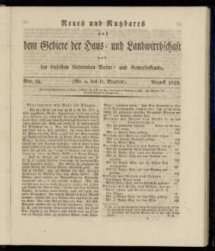Nro. 24. (Nr. 2. des II. Bandes.) August 1825.