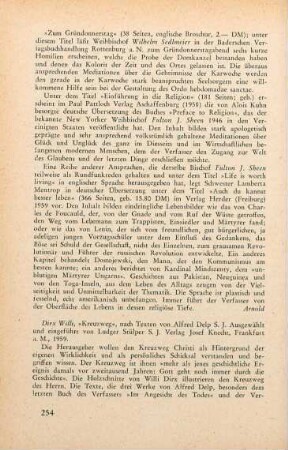 254 [Rezension] Sedlmeier, Wilhelm, Zum Gründonnerstag