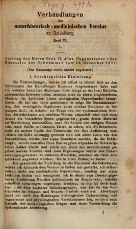 Verhandlungen des Naturhistorisch-Medizinischen Vereins zu Heidelberg. 6. 1871/72 (1872), Dez. - Nov.