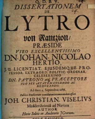 Dissertationem de lytro, von Rantzion