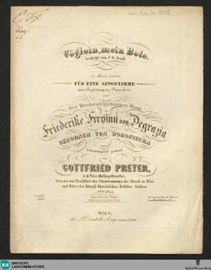Vöglein, mein Bote : für eine Singstimme mit Begleitung des Pianoforte; 47tes Werk