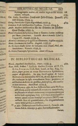 667-700, IV. Bibliothecae Medicae - VI. Bibliothecae Theologicae