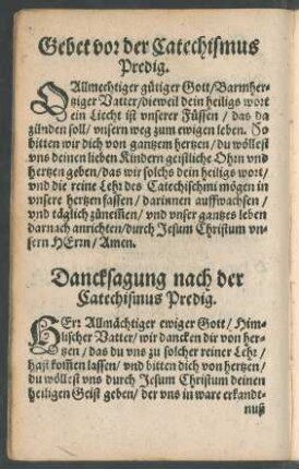 Gebet vor der Catechismus Predig.