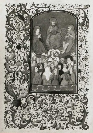 Gottvater, Maria und Heilige : Gottvater, Maria und Heilige (Illumination eines Stundenbuches) (1401/1500). Gotha: Forschungsbibliothek Memb. II 137 fol. 29 v