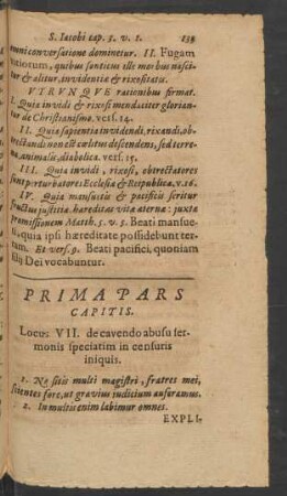 Prima Pars Capitis. Locus VII. de cavendo abusu sermonis speciatim in censuris iniquis.
