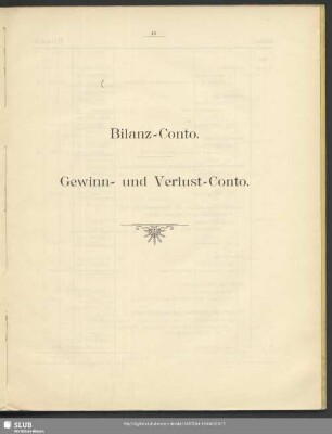 Bilanz-Conto. Gewinn- und Verlust-Conto