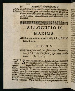 76-83, Allocutio IX. Maxima. Altissima omnium scientia est, scire Jesum Crucifixum