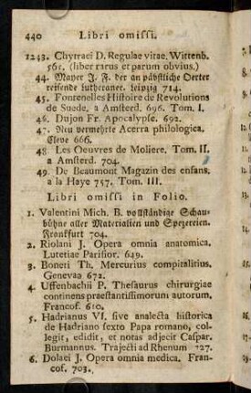 440-445, Libri omissi in Folio.